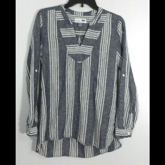 Old Navy Tops - Old Navy - stripe quarter sleeve linen tunic